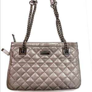 Calvin Klein shoulder bag quilted silver metallic